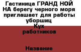 Гастиница ГРАНД НОЙ НА берегу черного моря приглашает для работы уборшиц Кух работников › Название вакансии ­ Повара › Место работы ­ Туапсинский район - Орловская обл. Работа » Вакансии   